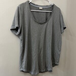 Poetry Blue and green Striped Short Sleeve Top - women’s size 10 - Lagenlook